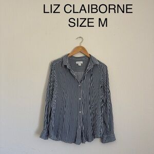 Liz Claiborne Blue and White Striped Shirt